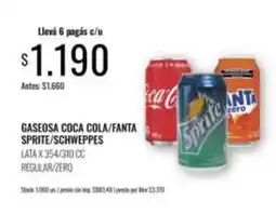 Supermercados Tadicor Coca cola - gaseosa coca cola/fanta sprite/schwppes oferta