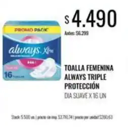 Supermercados Tadicor Always - toalla femenina triple protección dia suave oferta