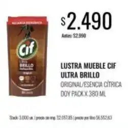 Supermercados Tadicor Cif - lustra mueble ultra brillo original/esencia cítrica doy pack oferta