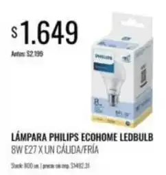 Supermercados Tadicor Philips - lámpara ecohome ledbulb 8w e27 x un cálida/fría oferta
