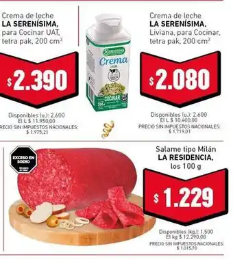 La serenísima - crema de leche para cocinar