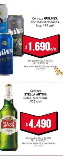 Cooperativa Obrera Quilmes - cerveza, distintas variedades, lata oferta