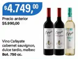 Supermercados Damesco Cafayate vino cabernet sauvignon, dulce tardio, malbec oferta
