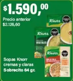 Supermercados Damesco Knorr sopas cremas y claras sobrecito oferta