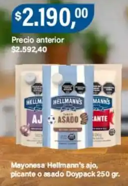Supermercados Damesco Hellmann's mayonesa ajo, picante o asado oferta