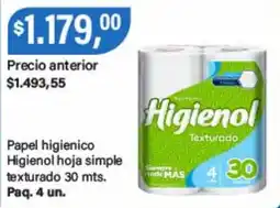 Supermercados Damesco Higienol papel higienico hoja simple texturado oferta