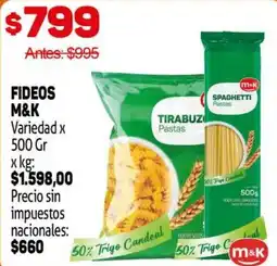 Makro M&K fideos oferta