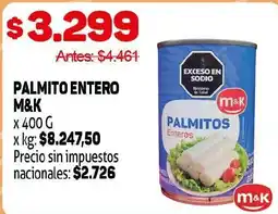 Makro M&K palmito entero oferta