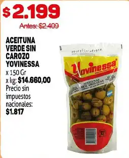 Makro Yovinessa aceituna verde sin carozo oferta