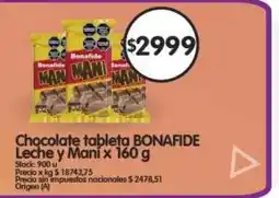 Supermercados Buenos Días Bonafide chocolate tableta leche y mani oferta