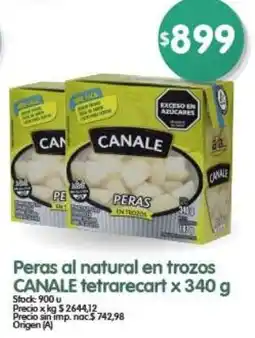 Supermercados Buenos Días Canale peras al natural en trozos oferta