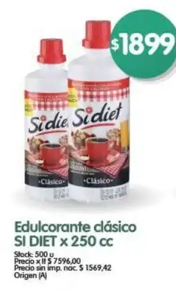 Supermercados Buenos Días Sidiet edulcorante clásico oferta