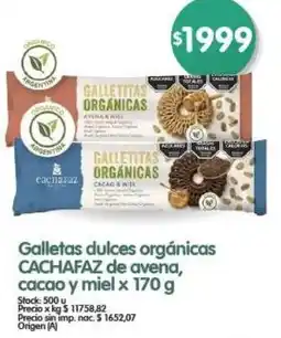 Supermercados Buenos Días Cachafaz galletitas orgánicas cacao y miel oferta