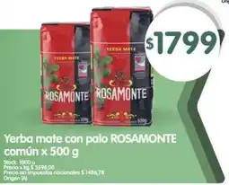 Supermercados Buenos Días Rosamonte yerba mate con palo común oferta