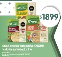 Supermercados Buenos Días Knorr sopa casera con pasta oferta