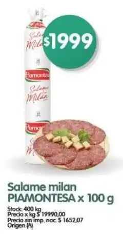 Supermercados Buenos Días Piamontesa salame milan oferta