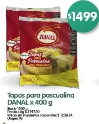 Supermercados Buenos Días Danal tapas para pascualina oferta