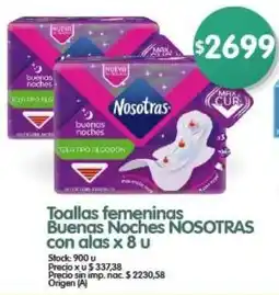 Supermercados Buenos Días Nosotras toallas femeninas buenas noches oferta
