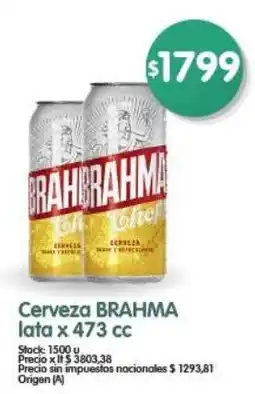 Supermercados Buenos Días Brahma cerveza oferta
