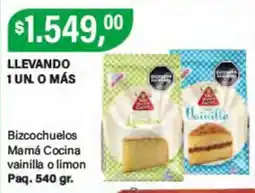 Supermercados Damesco Mamá Cocina bizcochuelos vainilla o limon oferta