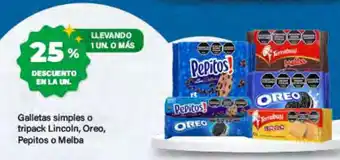 Supermercados Damesco Pepitos! galletas simples o tripack Lincoln, Oreo, Pepitos o Melba oferta