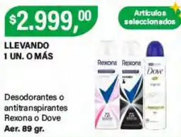 Supermercados Damesco Rexona desodorantes o antitranspirantes o Dove oferta