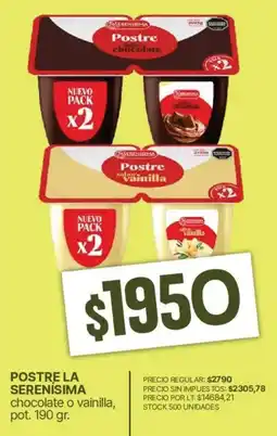 Supermercados Vea La serenisima postre chocolate o vainilla oferta
