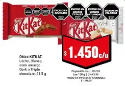 Cooperativa Obrera Kitkat olea leche blanco semi amargo dark o triple chocolate oferta