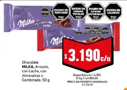 Cooperativa Obrera Milka chocolate aireado con leche con almendras o combinado oferta