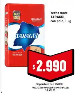 Cooperativa Obrera Taragui yerba mate con palo oferta