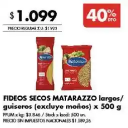 Disco Matarazzo fideos secos largos/guiseros oferta