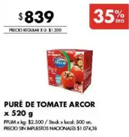 Disco Arcor puré de tomate oferta