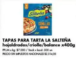Disco La salteña tapas para tarta oferta