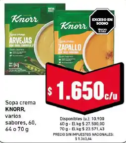 Cooperativa Obrera Knorr sopa crema varios sabores oferta