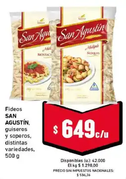 Cooperativa Obrera San agustín fideos guiseros y soperos distintas variedades oferta