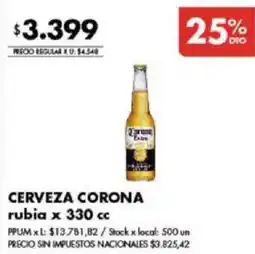 Disco Corona cerveza rubia oferta