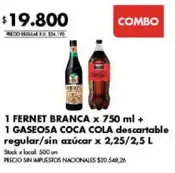 Disco Fernet branca gaseosa coca cola oferta
