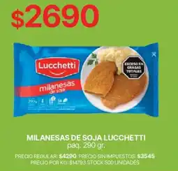 Supermercados Vea Lucchetti milanesas de soja oferta