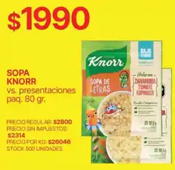 Supermercados Vea Knorr sopa de letras oferta