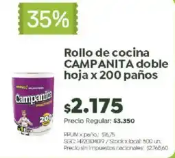 Jumbo Campanita rollo de cocina doble hoja oferta