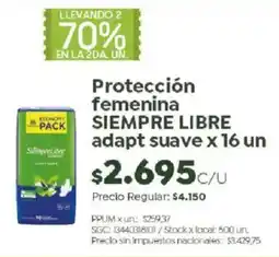 Jumbo Siempre libre protección femenina oferta
