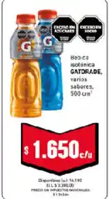 Cooperativa Obrera Gatorade isotónica varios sabores oferta