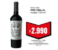 Cooperativa Obrera Patrón vino tinto malbec oferta