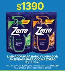 Supermercados Vea Zorro limpiador para baño y limpiador antigrasa para cocina oferta