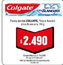 Cooperativa Obrera Colgate pasta dental COLGATE, Triple Acción, Xira Blancaura oferta