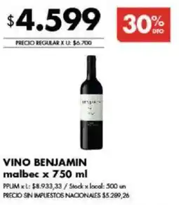 Disco Vino benjamin malbec oferta
