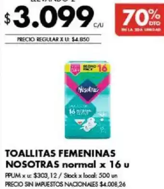 Disco Nosotras toallitas femeninas normal oferta