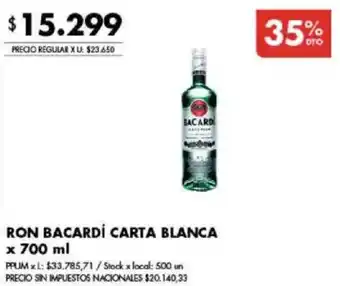 Disco Bacardi ron carta blanca oferta