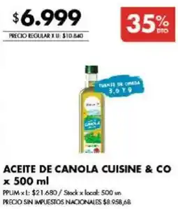 Disco Cuisine & Co aceite de canola oferta