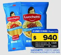 Carrefour Maxi Lucchetti fideos varias presentaciones oferta
